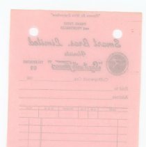 Smart Bros. Limited: Florists Invoice, 1960s reverse of C